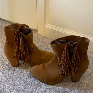 Swede heeled booties